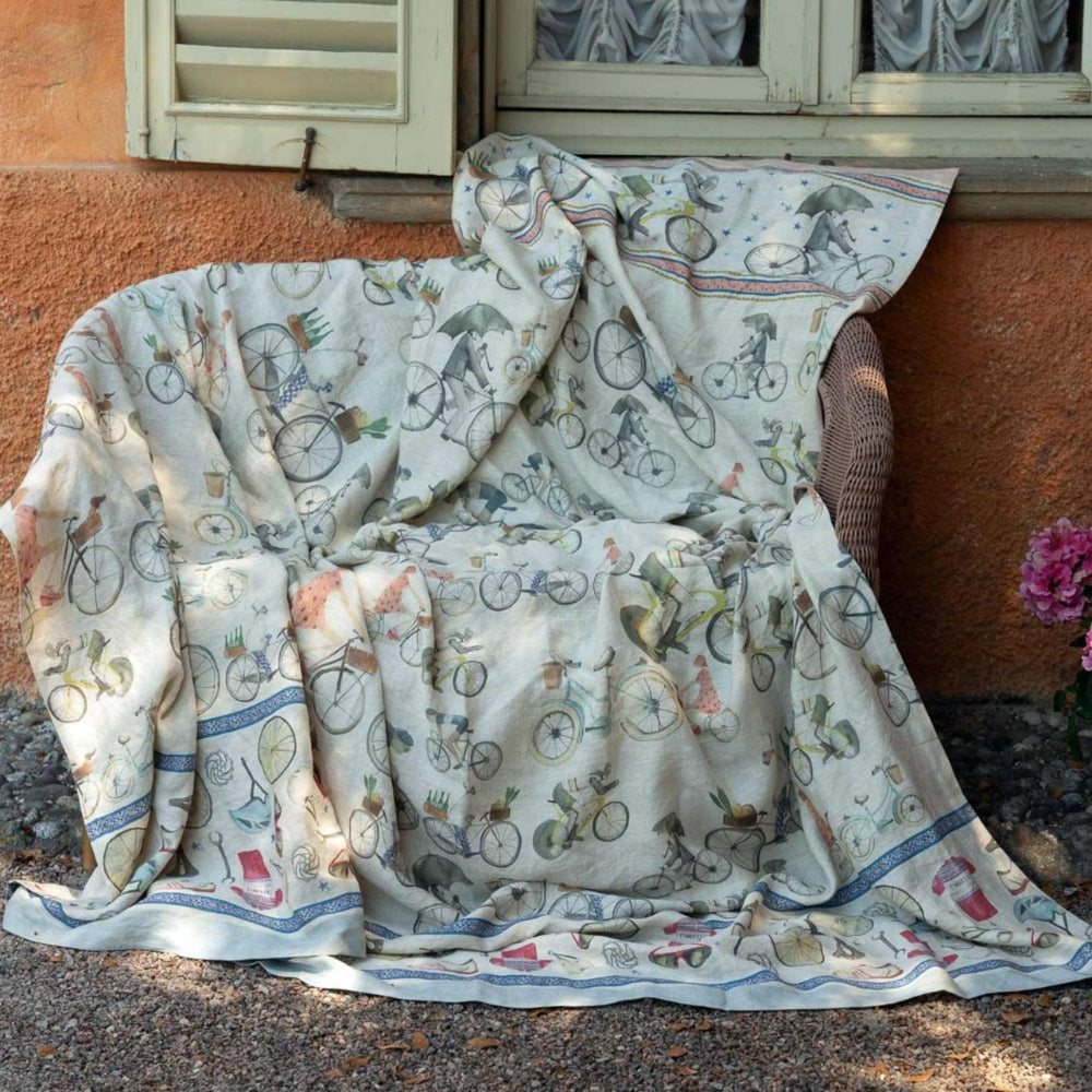 Mezzero in Cotone “Biciclette” 180×280 cm – Tessitura Toscana Telerie