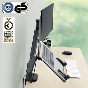 Braccio doppio monitor e laptop salvaspazio – Leitz Ergo