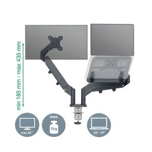 Braccio doppio monitor e laptop salvaspazio – Leitz Ergo