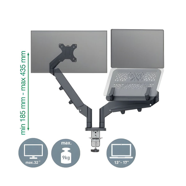 Braccio doppio monitor e laptop salvaspazio – Leitz Ergo