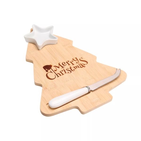 Set Formaggi 3 pz con Tagliere Albero in Bamboo – Excellent Houseware