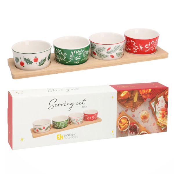 Set Antipastiera 5 pz con Base in Bamboo – Excellent Houseware