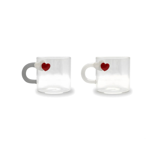 Set 2 Tazzine da Caffè in Vetro Borosilicato Cuori – WD Lifestyle