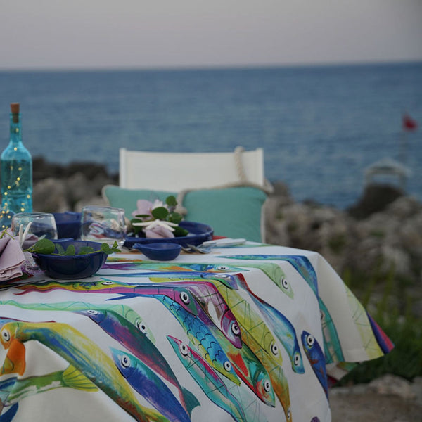 Tovaglia in cotone “Poisson Bleu” – Tessitura Toscana Telerie
