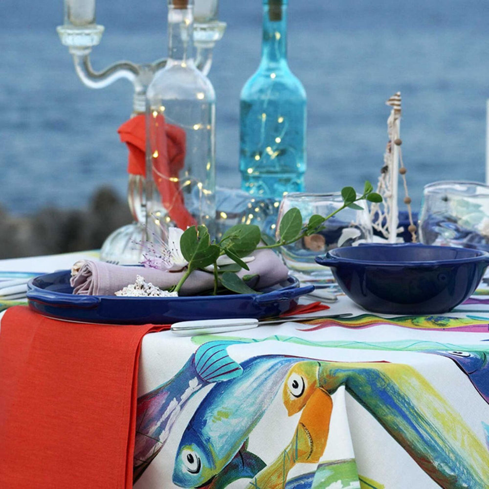 Tovaglia in cotone “Poisson Bleu” – Tessitura Toscana Telerie