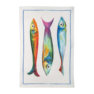 Linen Tea Towel "Poisson Bleu" - Tessitura Toscana Telerie