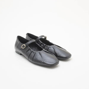 Ballerina in Pelle con Cinturino Nera – SKA Shoes