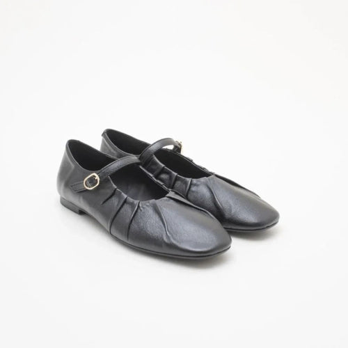 Ballerina in Pelle con Cinturino Nera – SKA Shoes