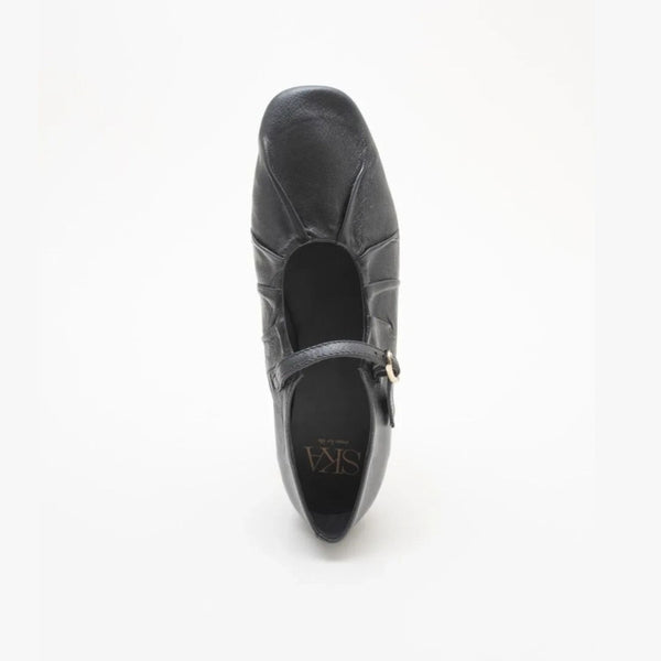 Ballerina in Pelle con Cinturino Nera – SKA Shoes