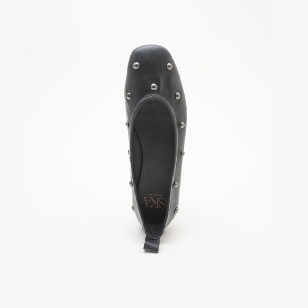 Ballerina in Pelle con Borchie Nera – SKA Shoes