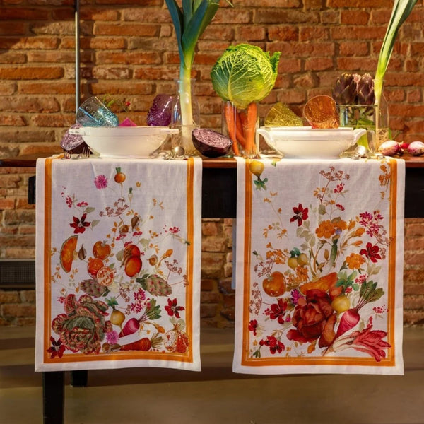 Runner da Tavolo in Lino "Hortus Crema" 50x170 cm – Tessitura Toscana Telerie