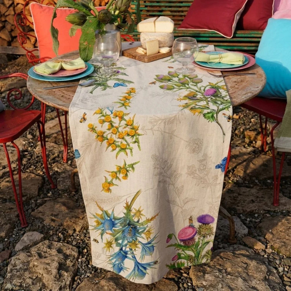 Runner da Tavolo in Lino "Cynar Verde" 45x170 cm – Tessitura Toscana Telerie