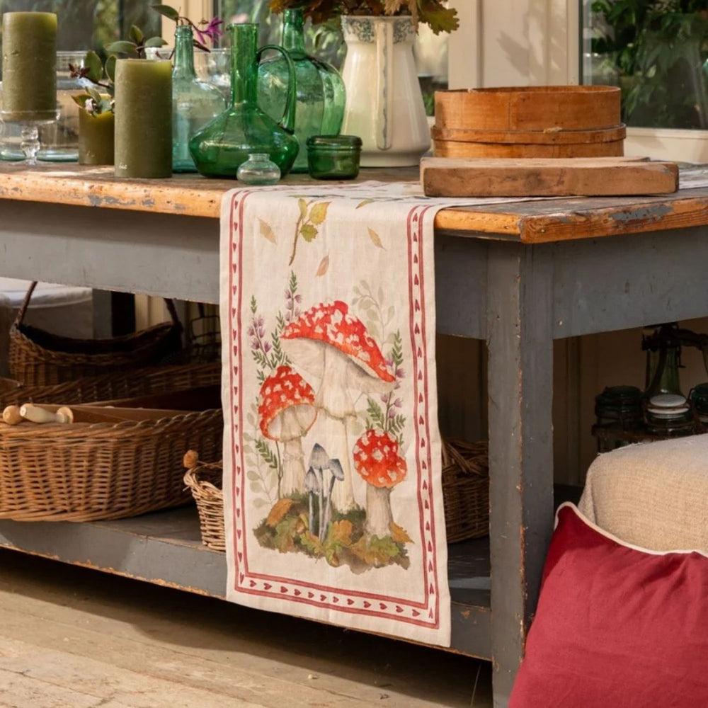 Runner da Tavolo in Lino "Grifola Naturale" 50x170 cm – Tessitura Toscana Telerie