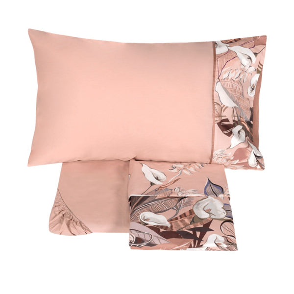 Completo Lenzuolo Copriletto Matrimoniale Calle Rosa – Fazzini