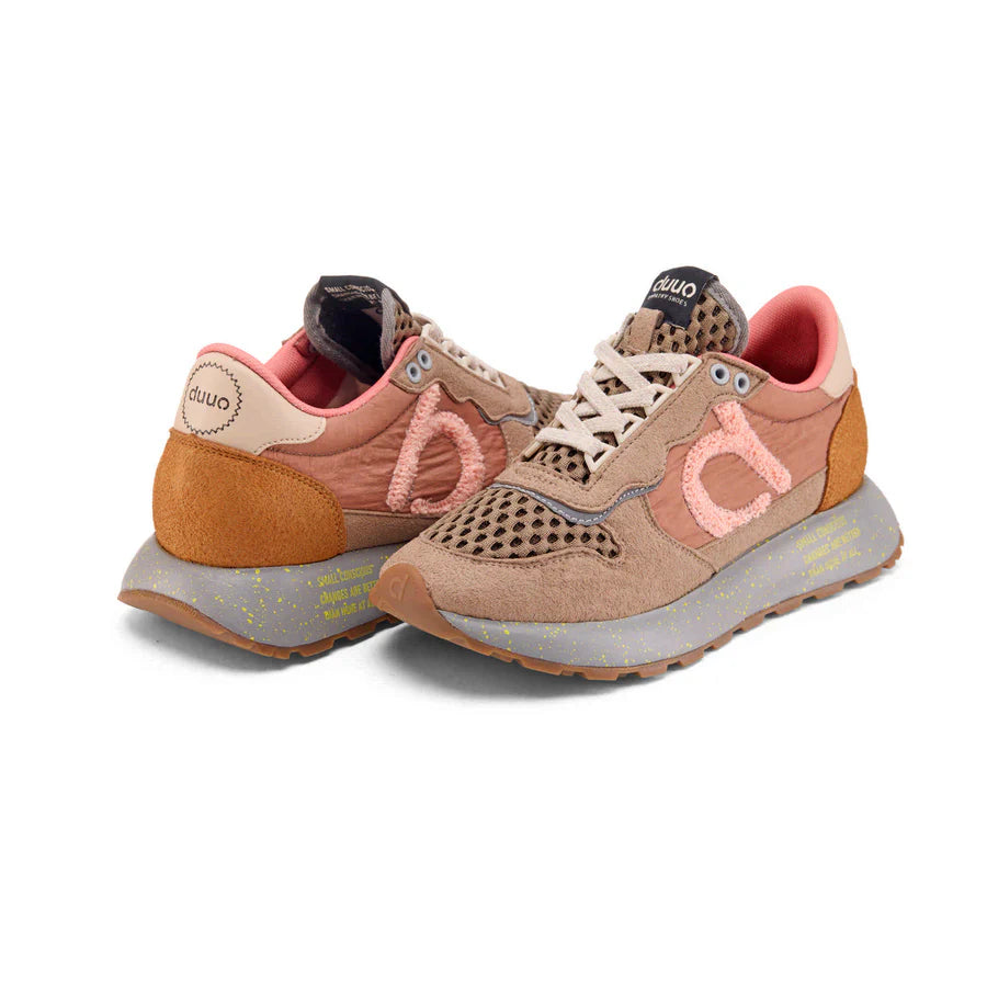 Sneakers Vegane Retrò Running Rosa e Beige – DUUO
