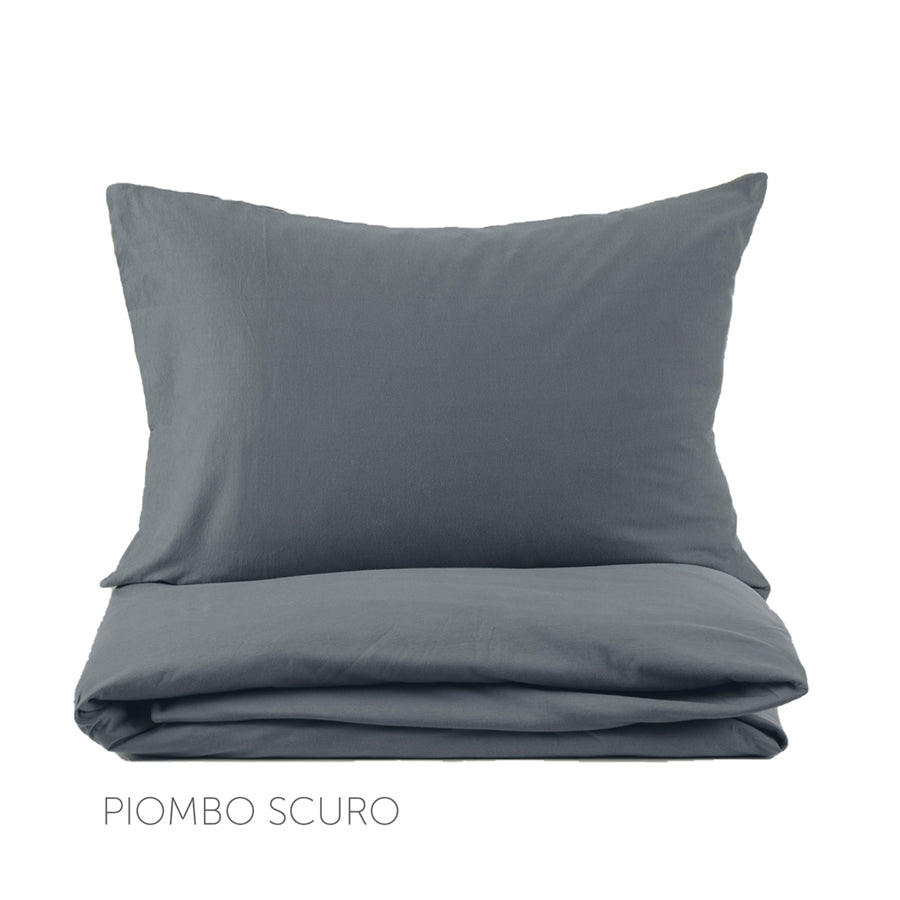 Lenzuolo in Cotone Percalle "Piombo Scuro" - Fazzini