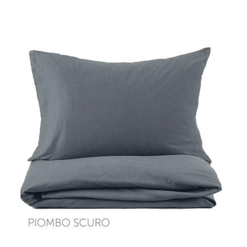Percale Cotton Sheet "Dark Lead" - Fazzini