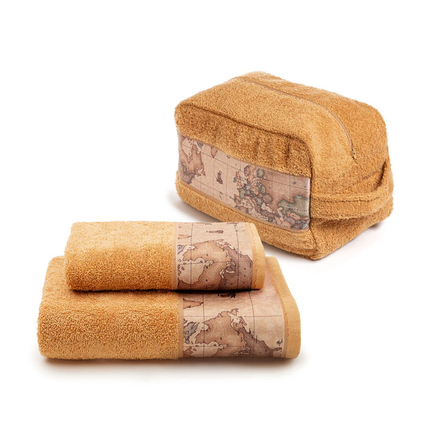 Set Beauty Case + Asciugamano con Ospite in Spugna di Cotone - Alviero Martini 1^ Classe