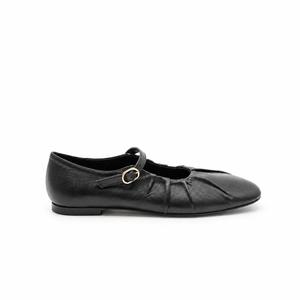 Ballerina in Pelle con Cinturino Nera – SKA Shoes