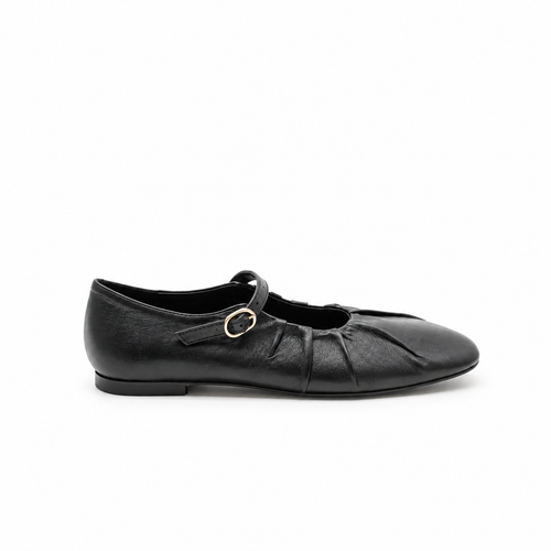 Ballerina in Pelle con Cinturino Nera – SKA Shoes