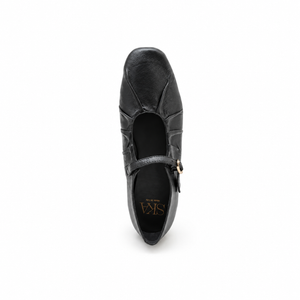 Ballerina in Pelle con Cinturino Nera – SKA Shoes