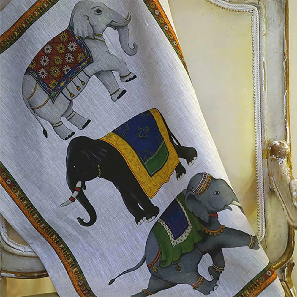 Canovaccio in Lino "Barnum-Elefanti" - Tessitura Toscana Telerie