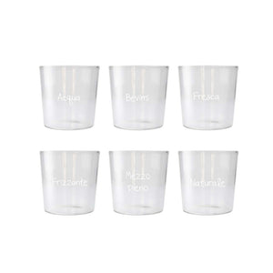 Set di 6 Bicchieri in Vetro Borosilcato con Scritta - WD Lifestyle