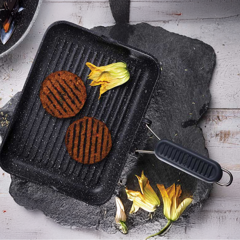 Griglia in Granito con Manico Pieghevole in Silicone "Grill Man" - Risolì