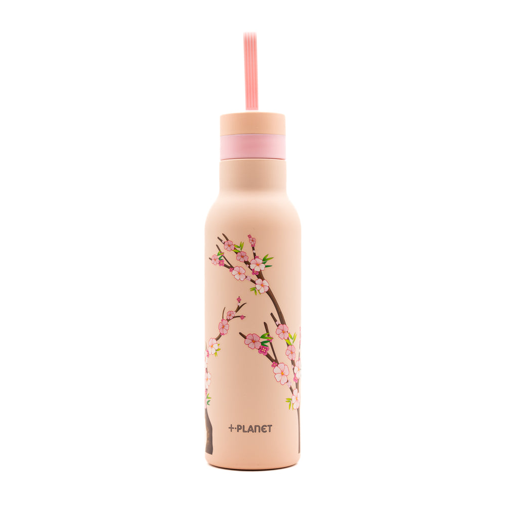 Bottiglia Termica in Acciaio 490ML "Rosa con Fiori di Ciliegio" - +Planet