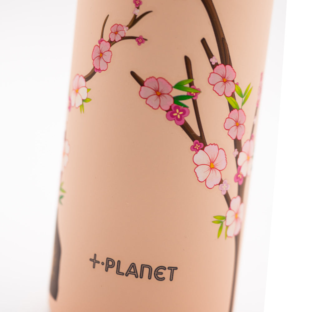 Bottiglia Termica in Acciaio 490ML "Rosa con Fiori di Ciliegio" - +Planet