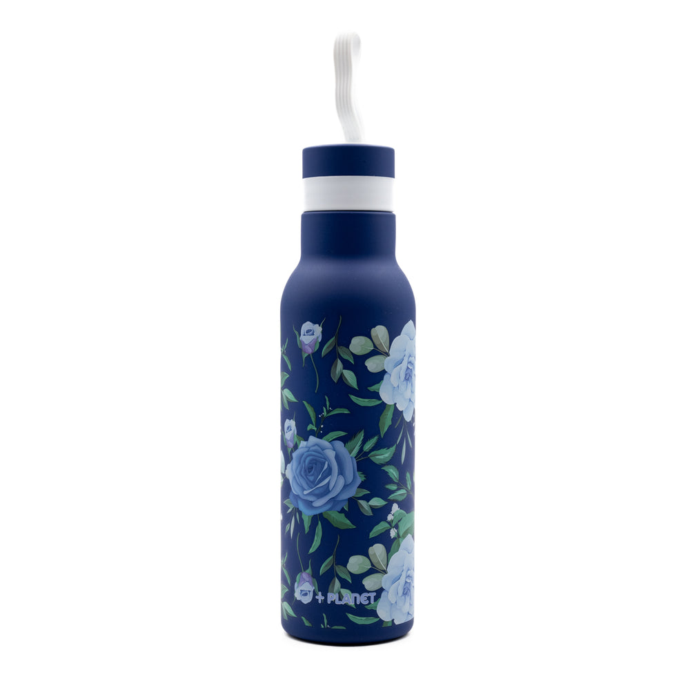 Bottiglia Termica in Acciaio 490ML "Blu con Rose" - +Planet