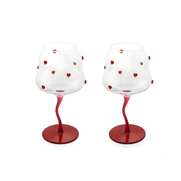 Set 2 Calici da Cocktail in Vetro con Decoro Cuori – WD Lifestyle