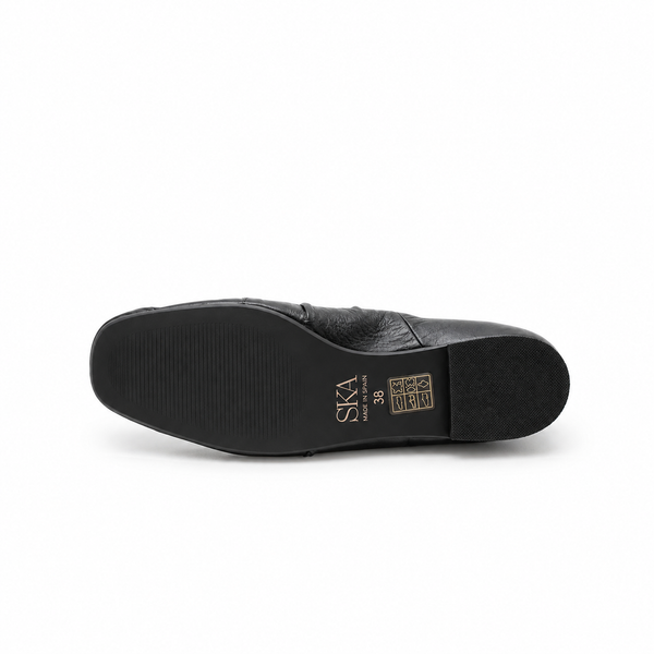 Ballerina in Pelle con Cinturino Nera – SKA Shoes