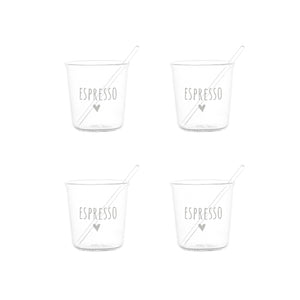 Set 4 Bicchieri per Espresso in Vetro Borosilcato - Simple Day