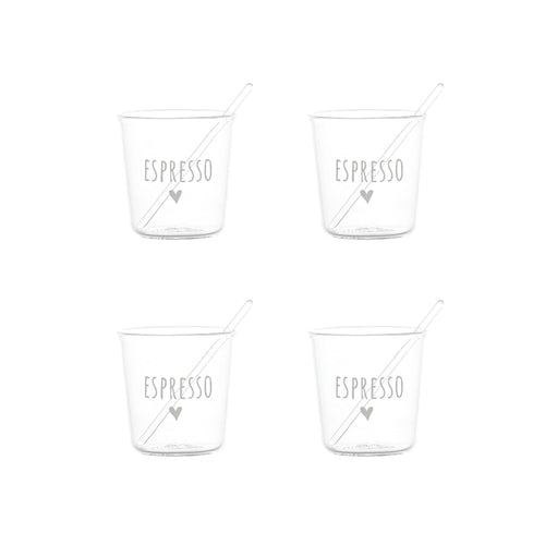 Set 4 Bicchieri per Espresso in Vetro Borosilcato - Simple Day