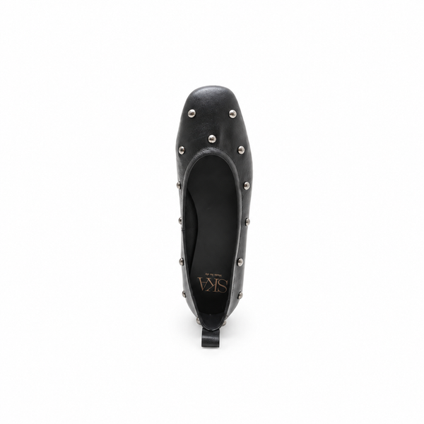 Ballerina in Pelle con Borchie Nera – SKA Shoes
