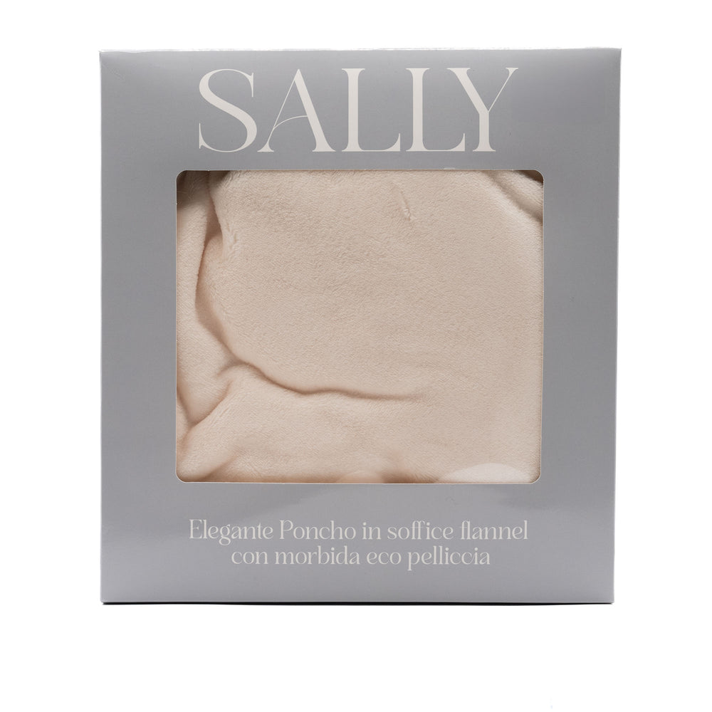 Poncho in Flannel con Eco-Pelliccia – Sally