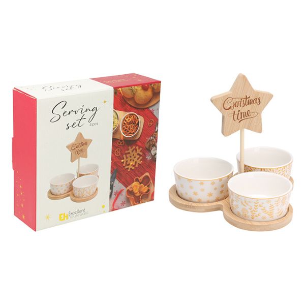 Set da Portata 3 Ciotole con base in Bamboo 4pz - Excellent Houseware