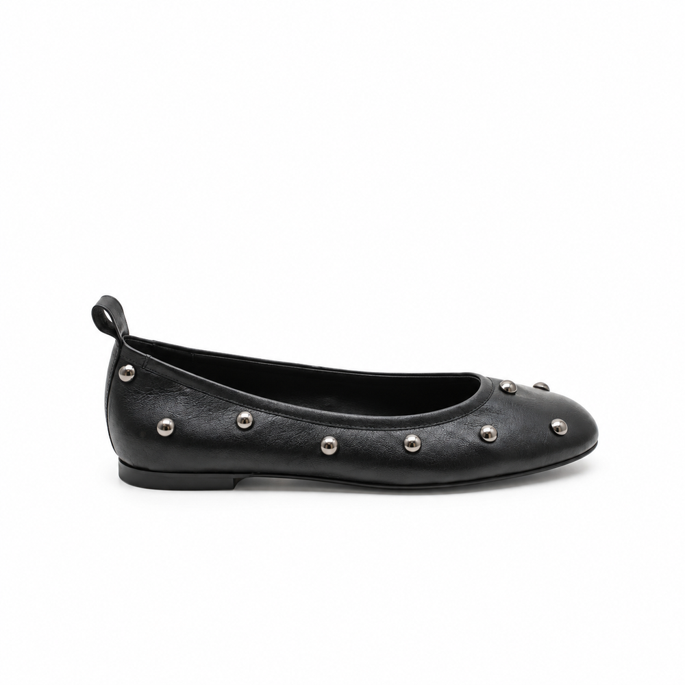 Ballerina in Pelle con Borchie Nera – SKA Shoes