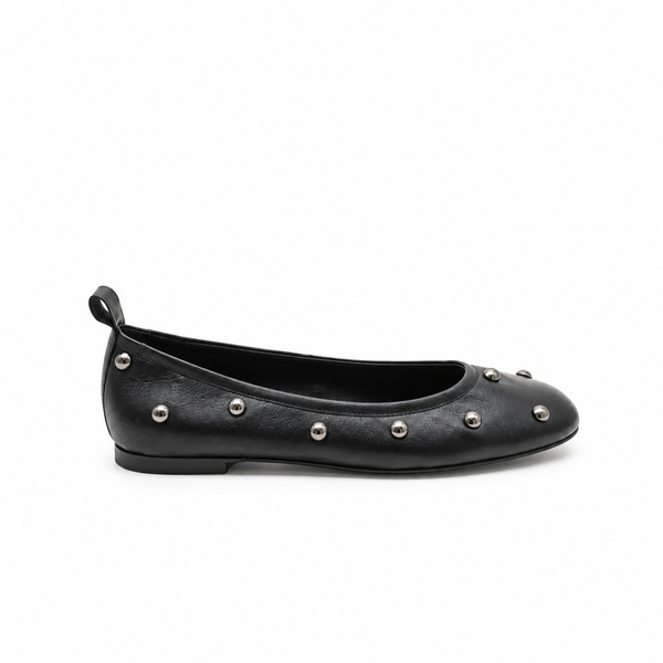 Ballerina in Pelle con Borchie Nera – SKA Shoes