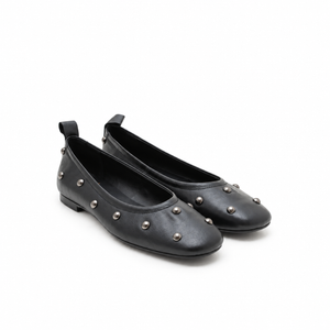 Ballerina in Pelle con Borchie Nera – SKA Shoes