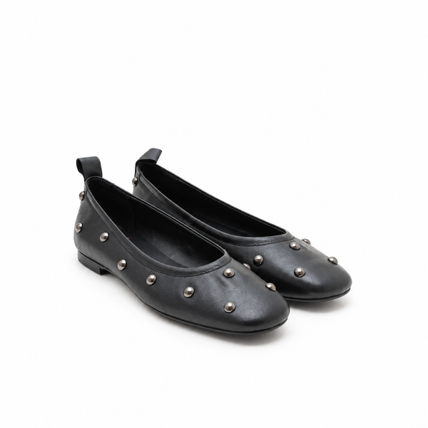 Ballerina in Pelle con Borchie Nera – SKA Shoes