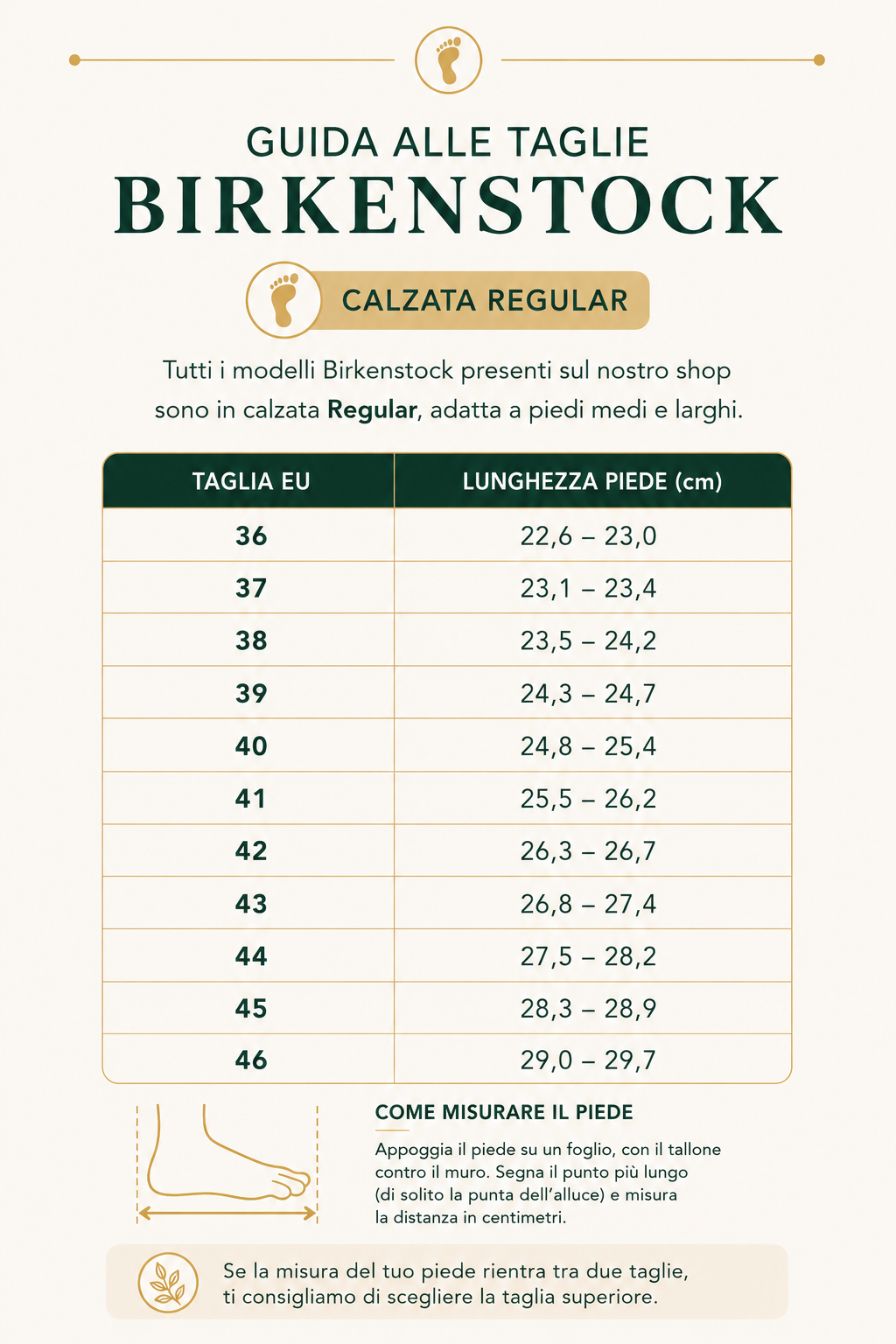 Guida alle taglie